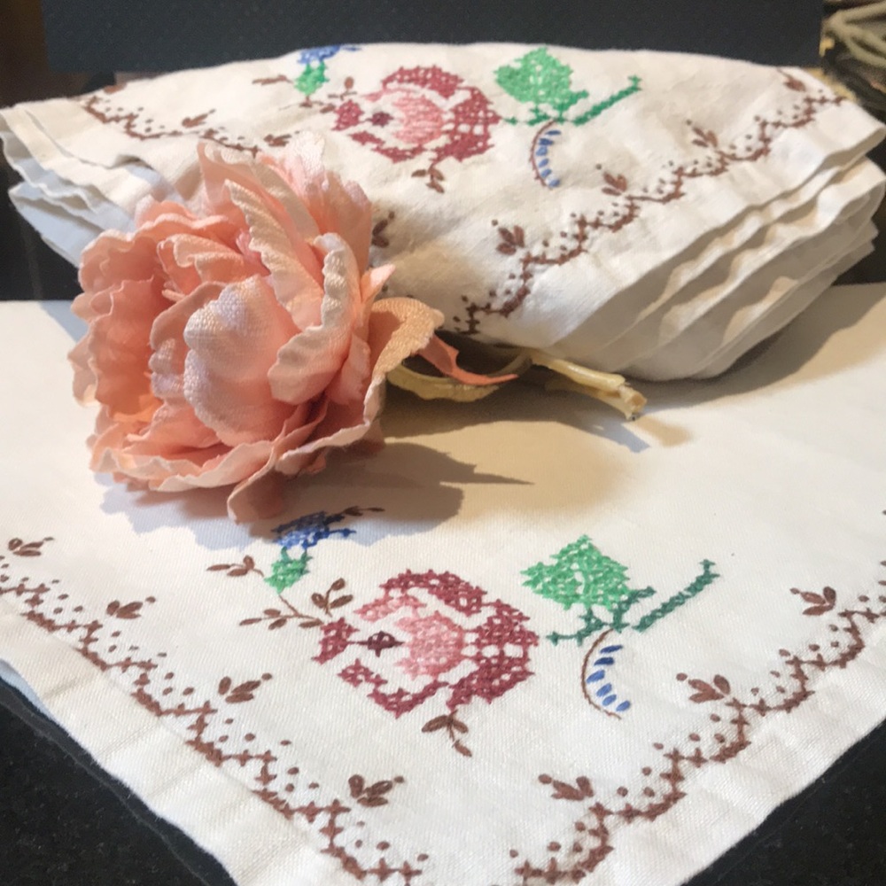 Vintage Shabby Chic Napkins Handstiched